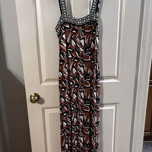 Cato Black, brown and Sleeveless Maxi Sundress with white kimono
